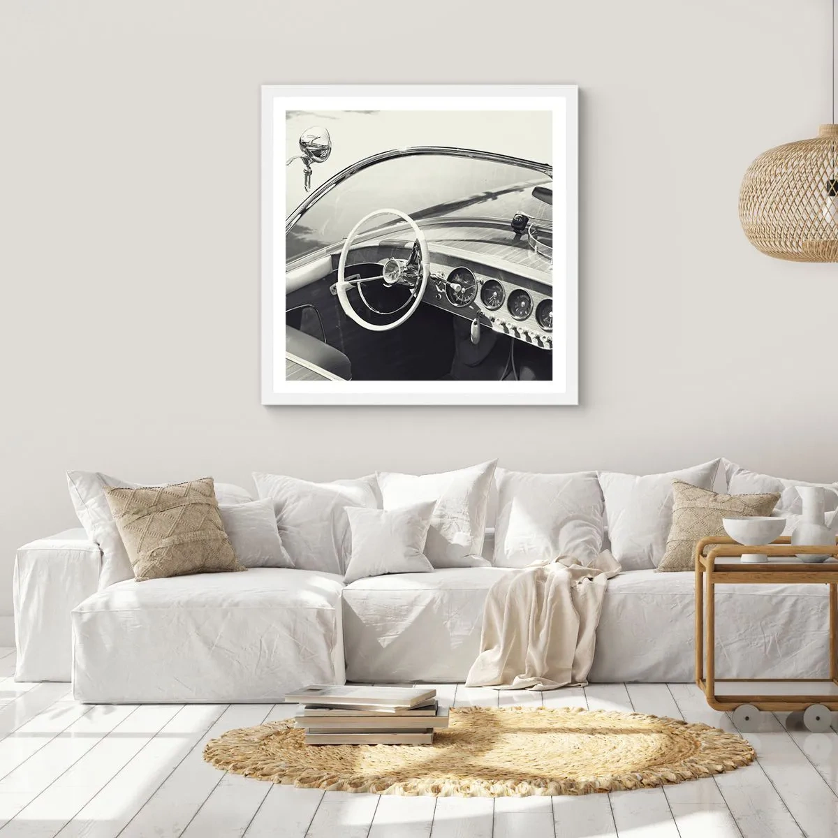 Pôster em moldura branca - Tempo para os ricos - 40x40 cm