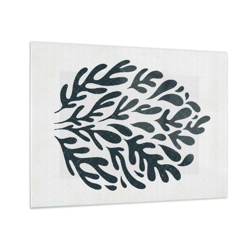 Quadro em vidro - Forma orgânica preta em fundo branco - 70x50cm - Formas da natureza - Decoração de parede moderna para a sala de estar e quarto ARTTOR