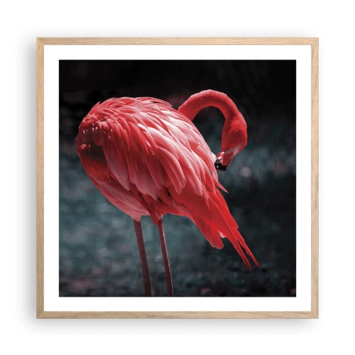 Pôster com moldura de carvalho claro - Poema carmesim da natureza - 60x60 cm