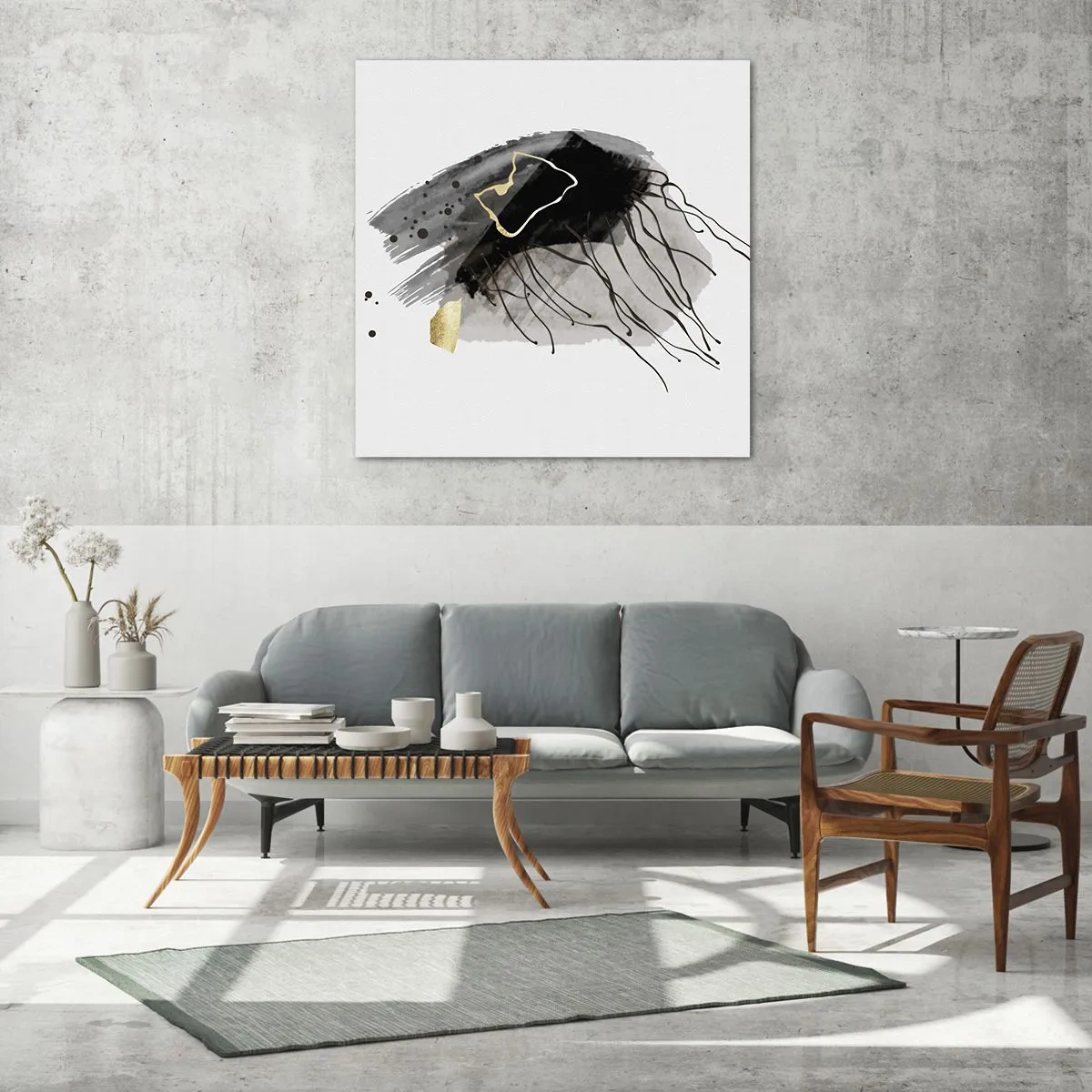 Quadro em vidro - A preto e dourado - 70x70 cm