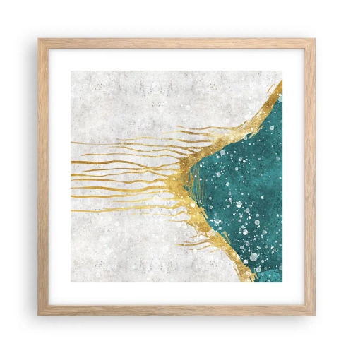 Pôster com moldura de carvalho claro - Maré Dourada - 40x40 cm