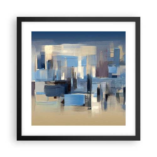Pôster com moldura preta - Construção azul - 40x40 cm