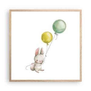 Pôster com moldura de carvalho claro - Também quero voar! - 60x60 cm