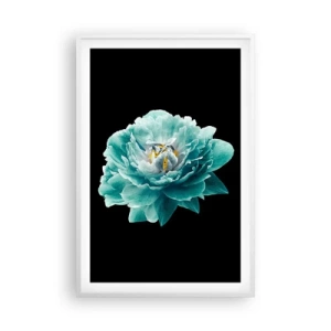 Pôster em moldura branca - Pétalas azuis e douradas - 61x91 cm