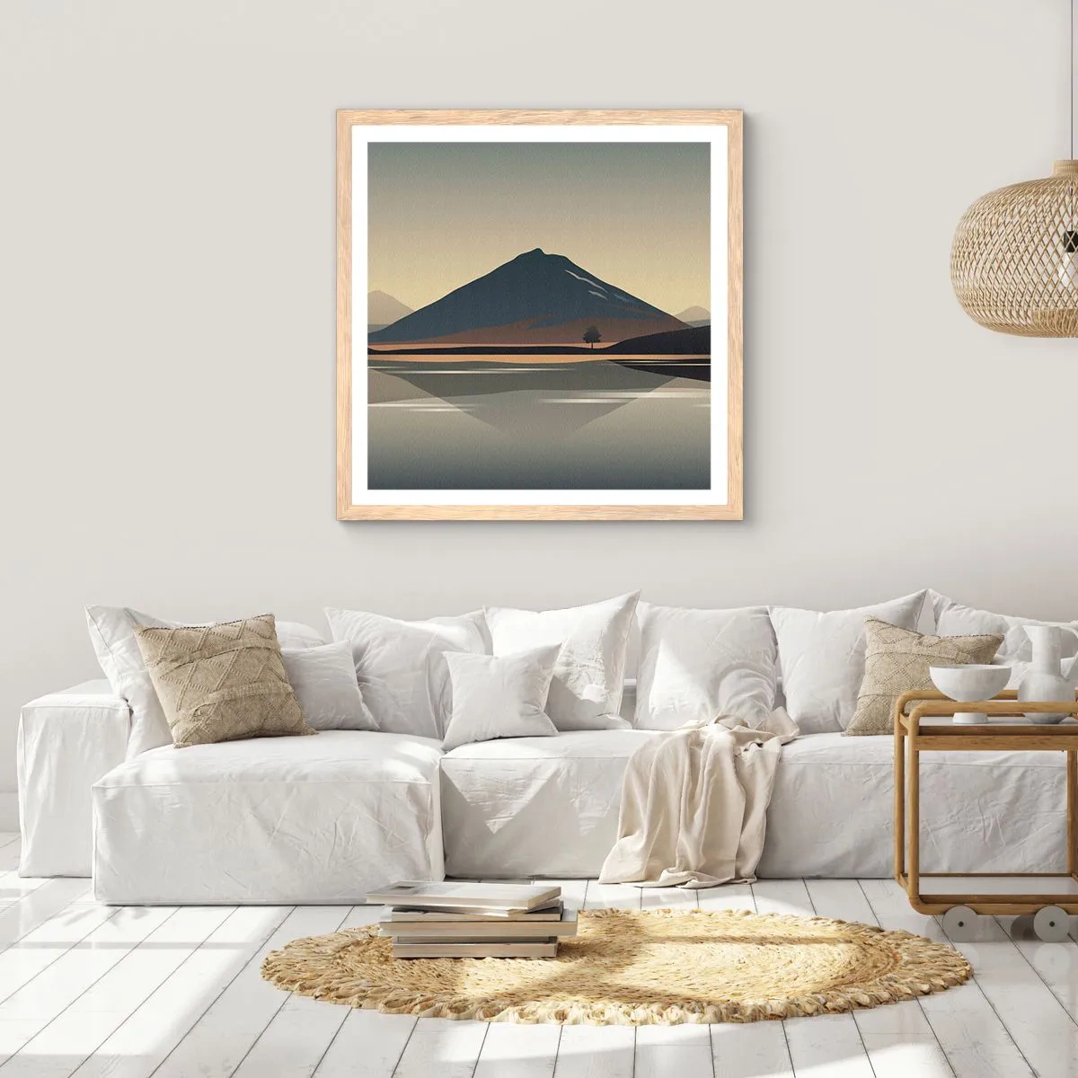 Pôster com moldura de carvalho claro - Reflexo de espelho - 60x60 cm