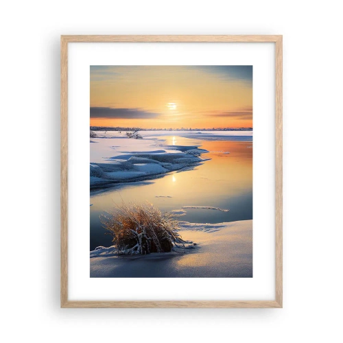 Pôster com moldura de carvalho claro - Pôr do sol de inverno - 40x50 cm