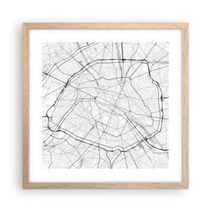 Pôster com moldura de carvalho claro - Flor de Paris - 40x40 cm