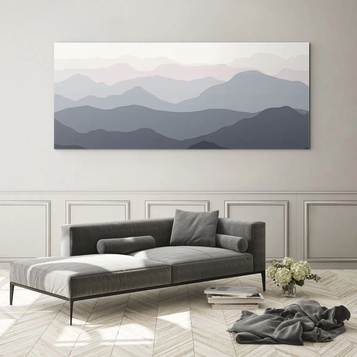 Quadro em vidro - Ondas de montanha - 100x40 cm
