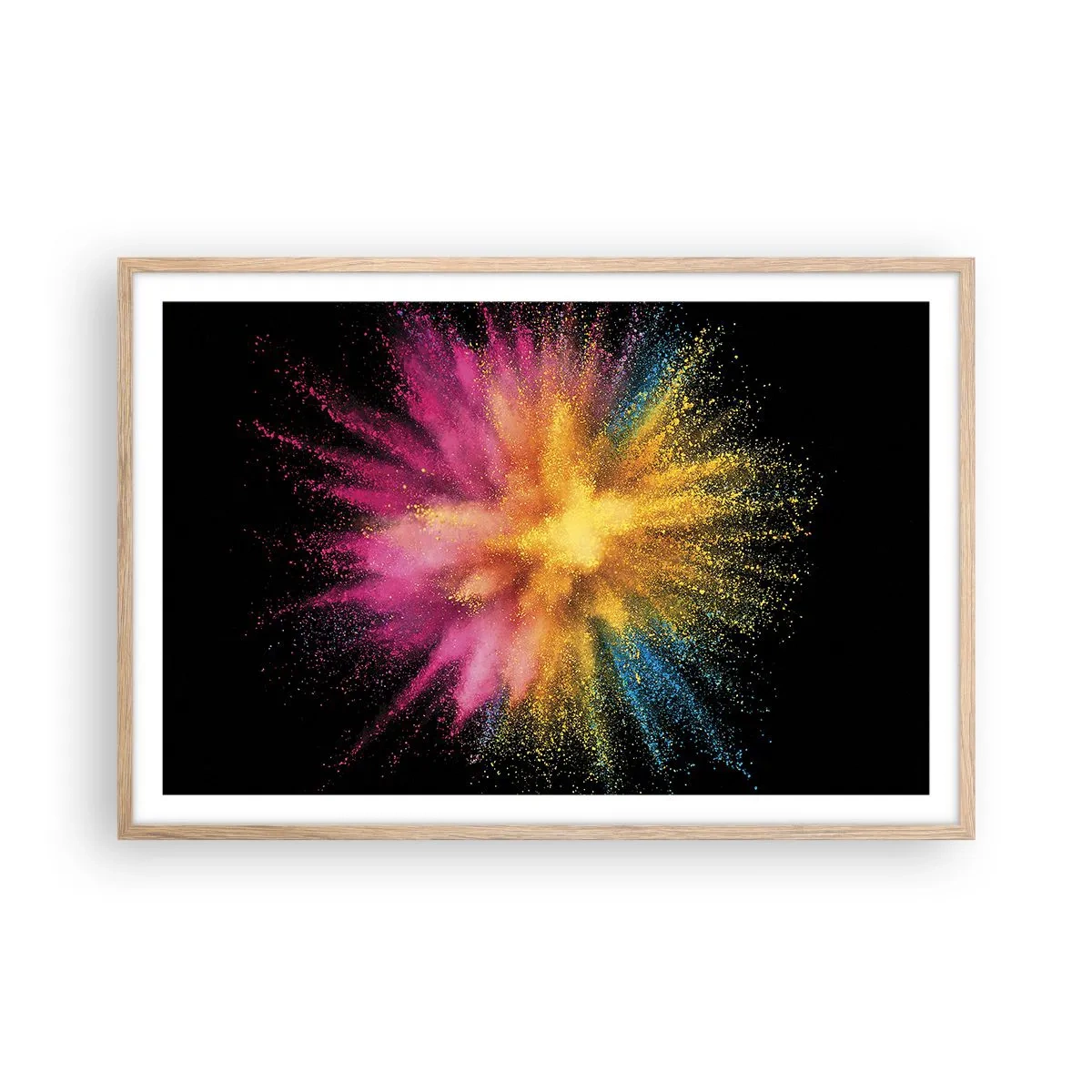 Pôster com moldura de carvalho claro - O nascimento das cores  - 91x61 cm