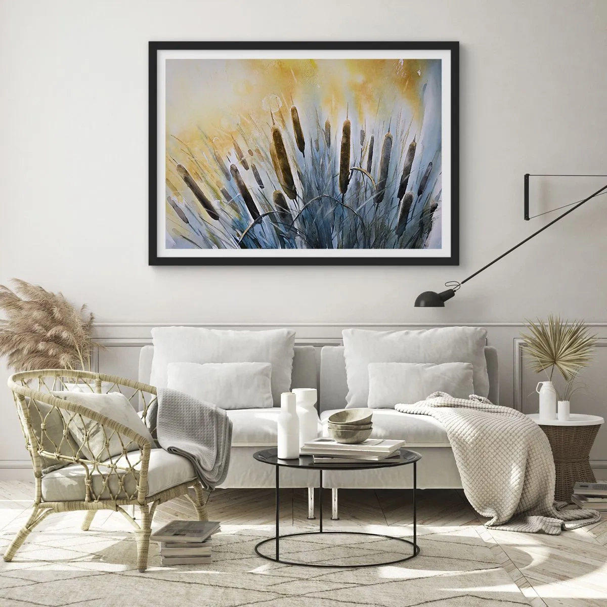 Pôster com moldura preta - O frio da água, o calor do sol - 50x40 cm