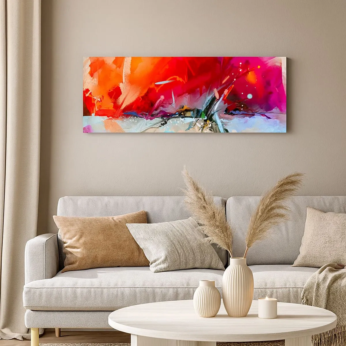 Quadro em tela - Explosão de luzes e cores - 100x40 cm