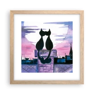 Pôster com moldura de carvalho claro - Rendez-vous sob a lua - 30x30 cm