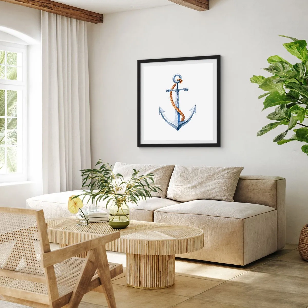 Pôster com moldura preta - Ahoy aventura! - 40x40 cm