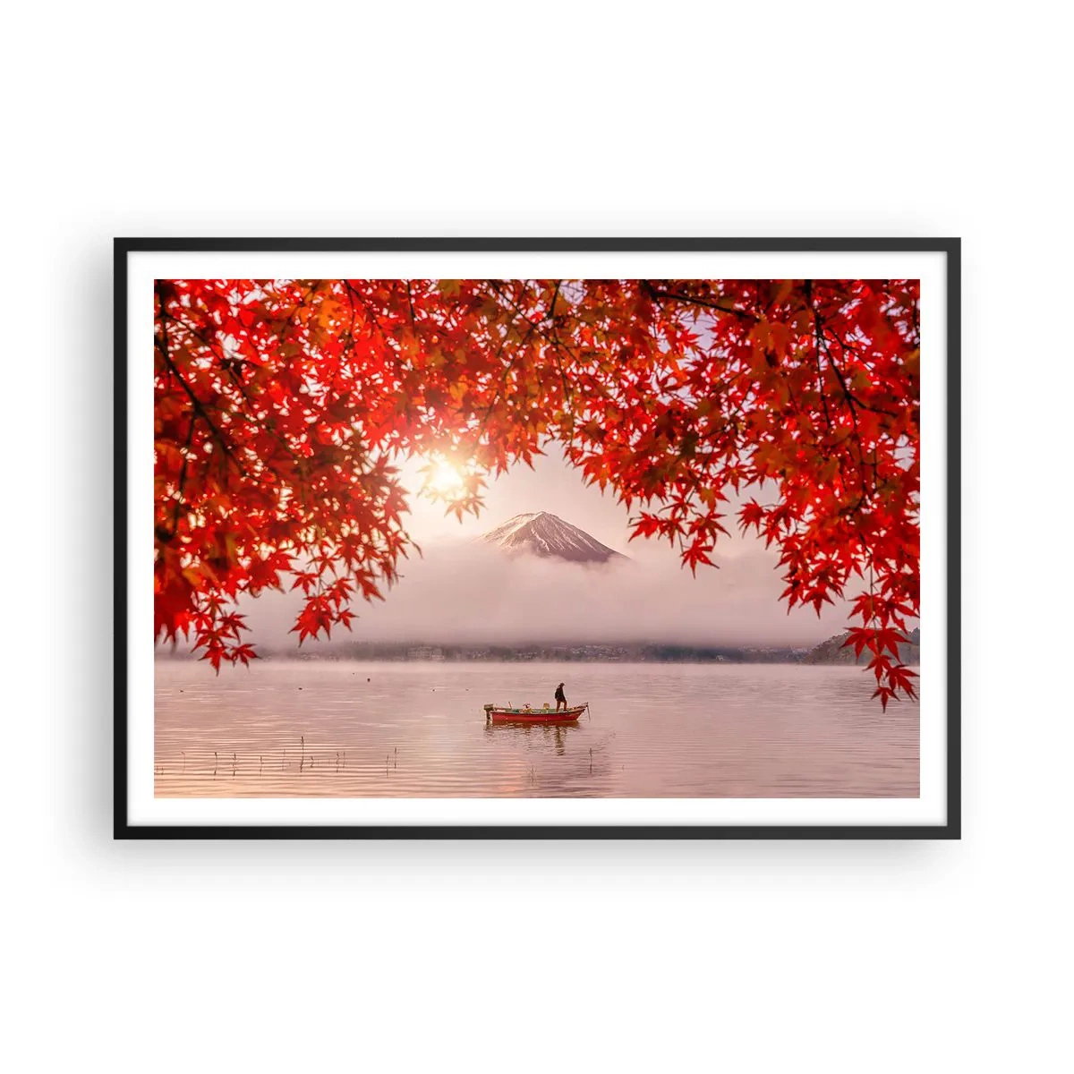 Pôster com moldura preta - No clima japonês - 100x70 cm