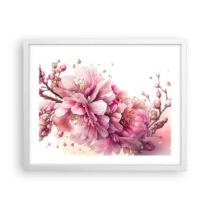 Pôster em moldura branca - Flor de cerejeira - 50x40 cm