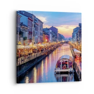 Quadro em tela - Uma noite de luz e diversão - 30x30 cm