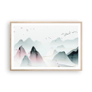 Pôster com moldura de carvalho claro - Acima dos picos - 91x61 cm