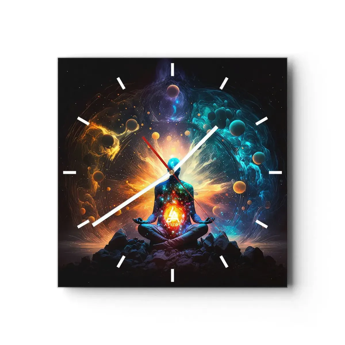 Relógio de parede - Relógio em vidro - Paz cósmica - 30x30 cm