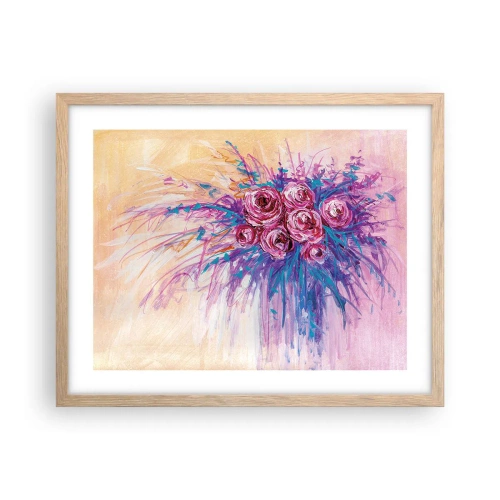 Pôster com moldura de carvalho claro - Fonte de rosas - 50x40 cm