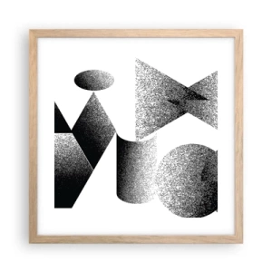 Pôster com moldura de carvalho claro - Ângulos e ovais - 40x40 cm