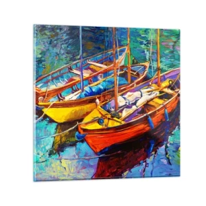 Quadro em vidro - Em águas espessas pelas cores - 30x30 cm
