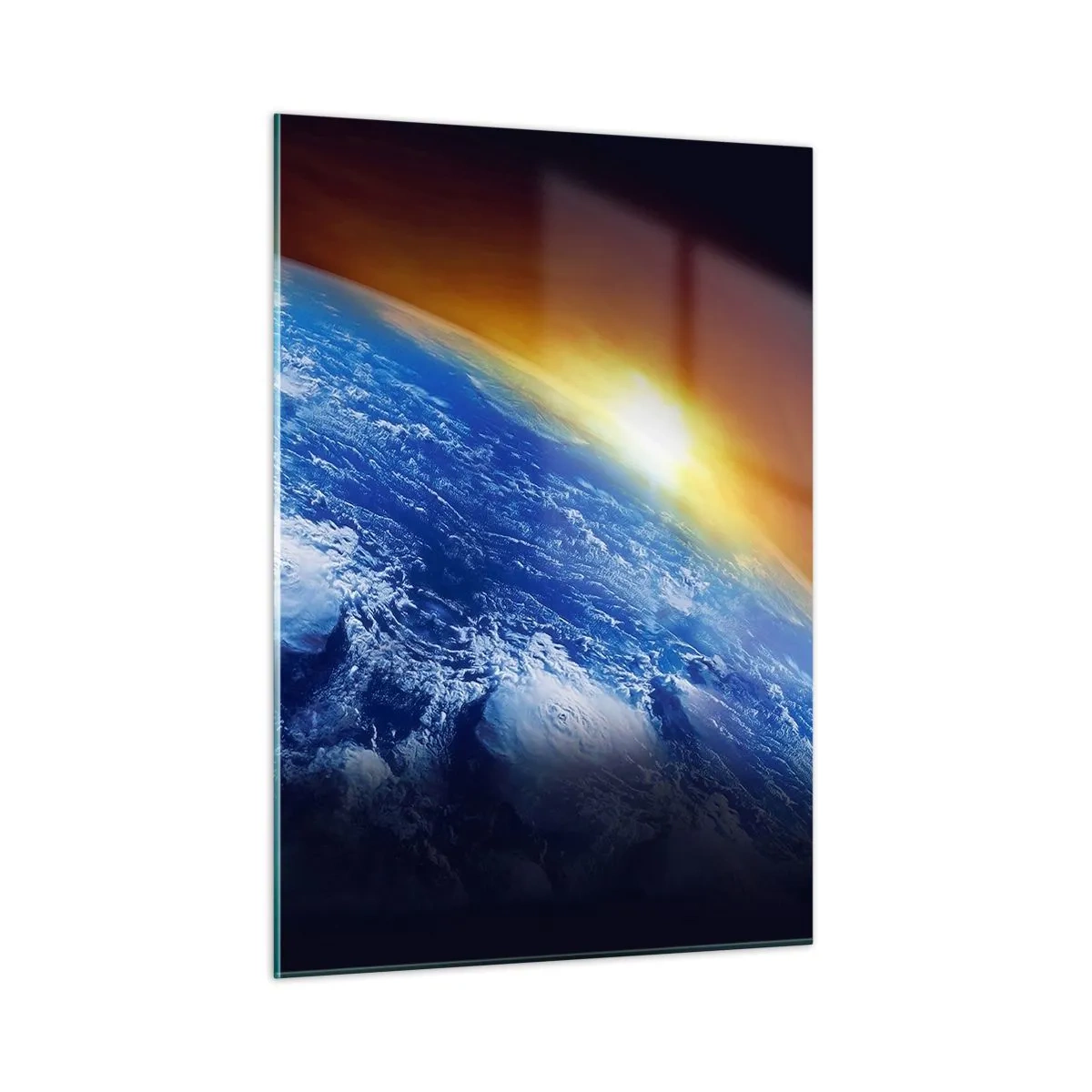 Quadro em vidro - Nascer do sol sobre o planeta azul - 50x70 cm