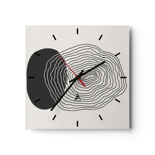 Relógio de parede - Relógio em vidro - Duração e vibração - 30x30 cm