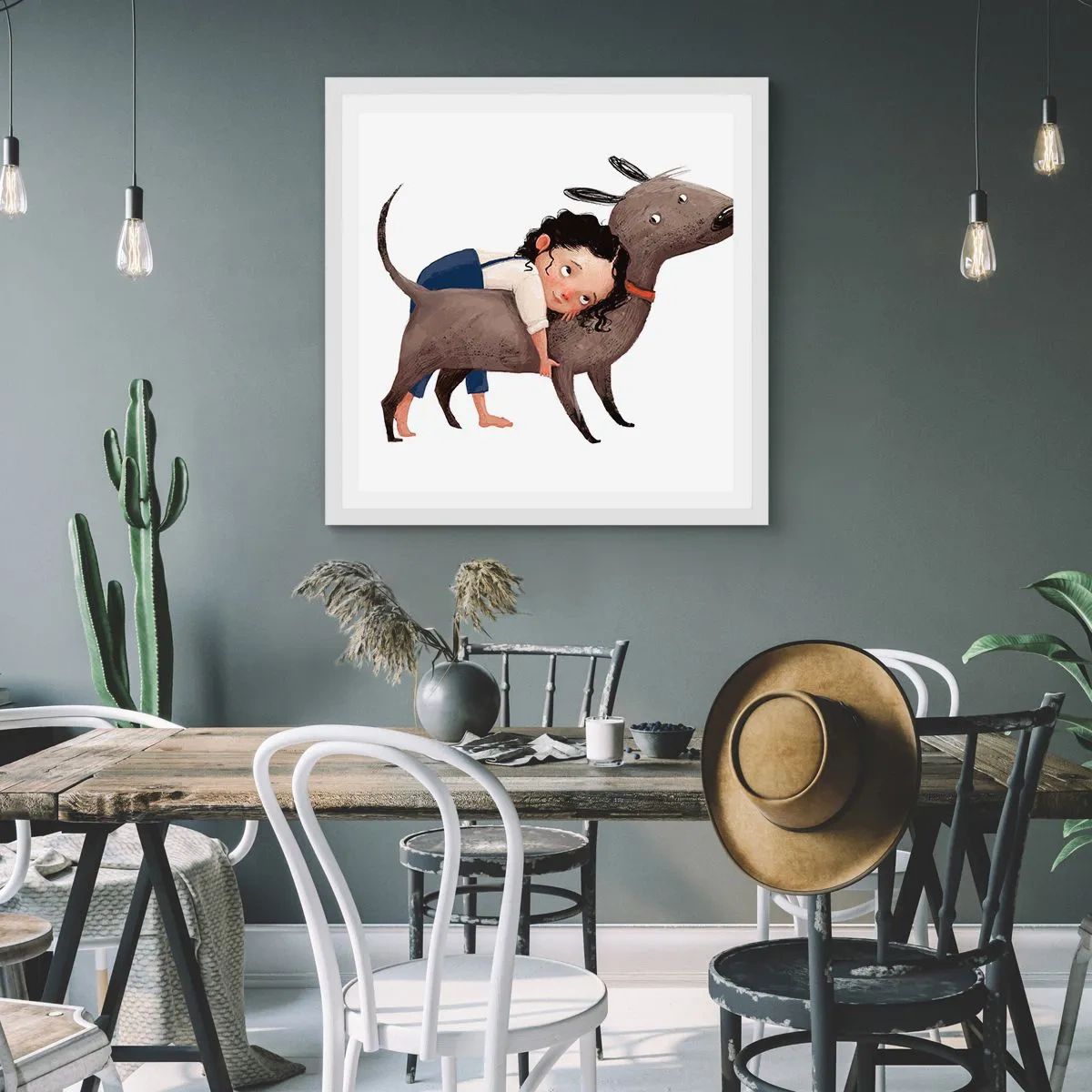 Pôster em moldura branca - Melhores amigos - 60x60 cm