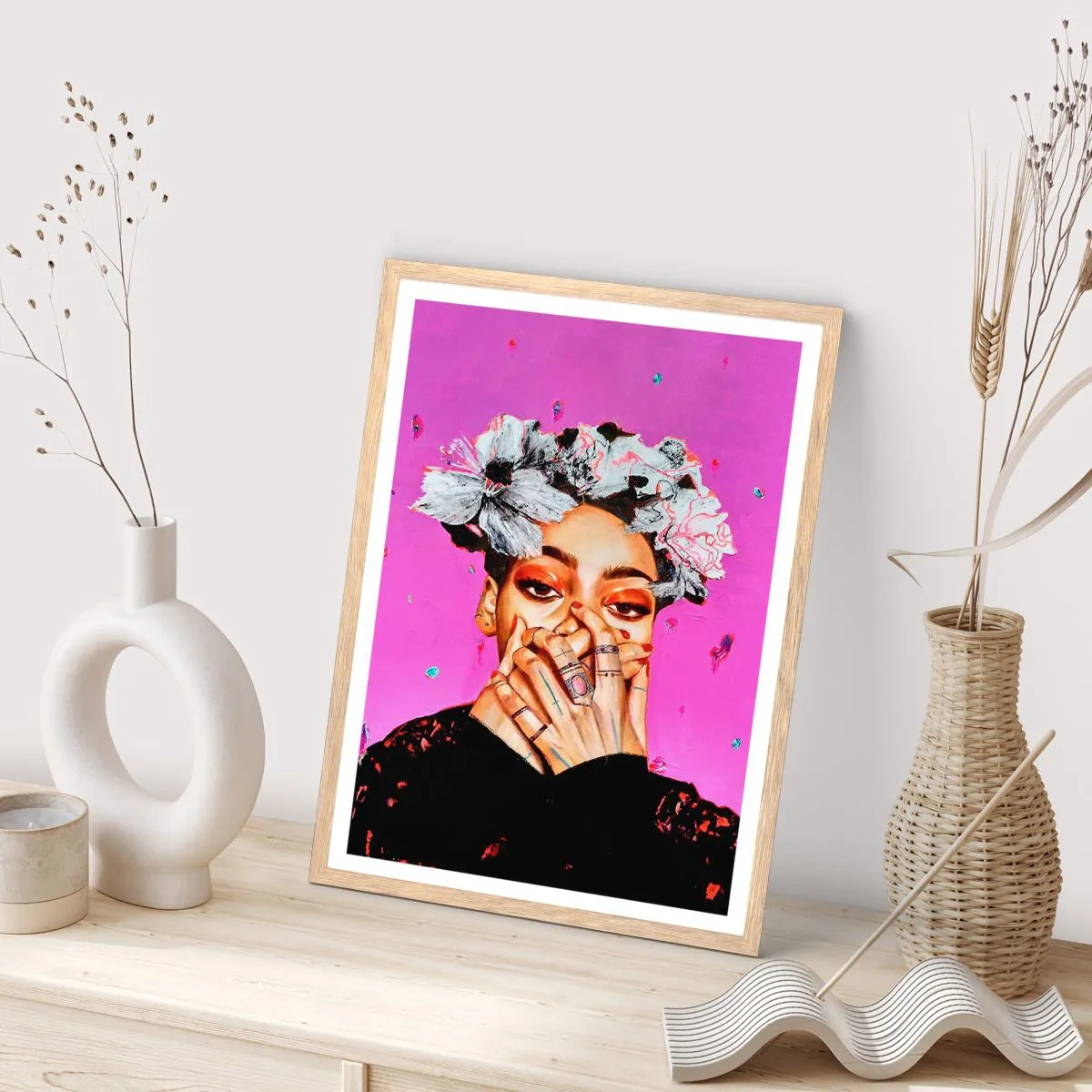 Pôster com moldura de carvalho claro - Um pouco louco - 50x70 cm
