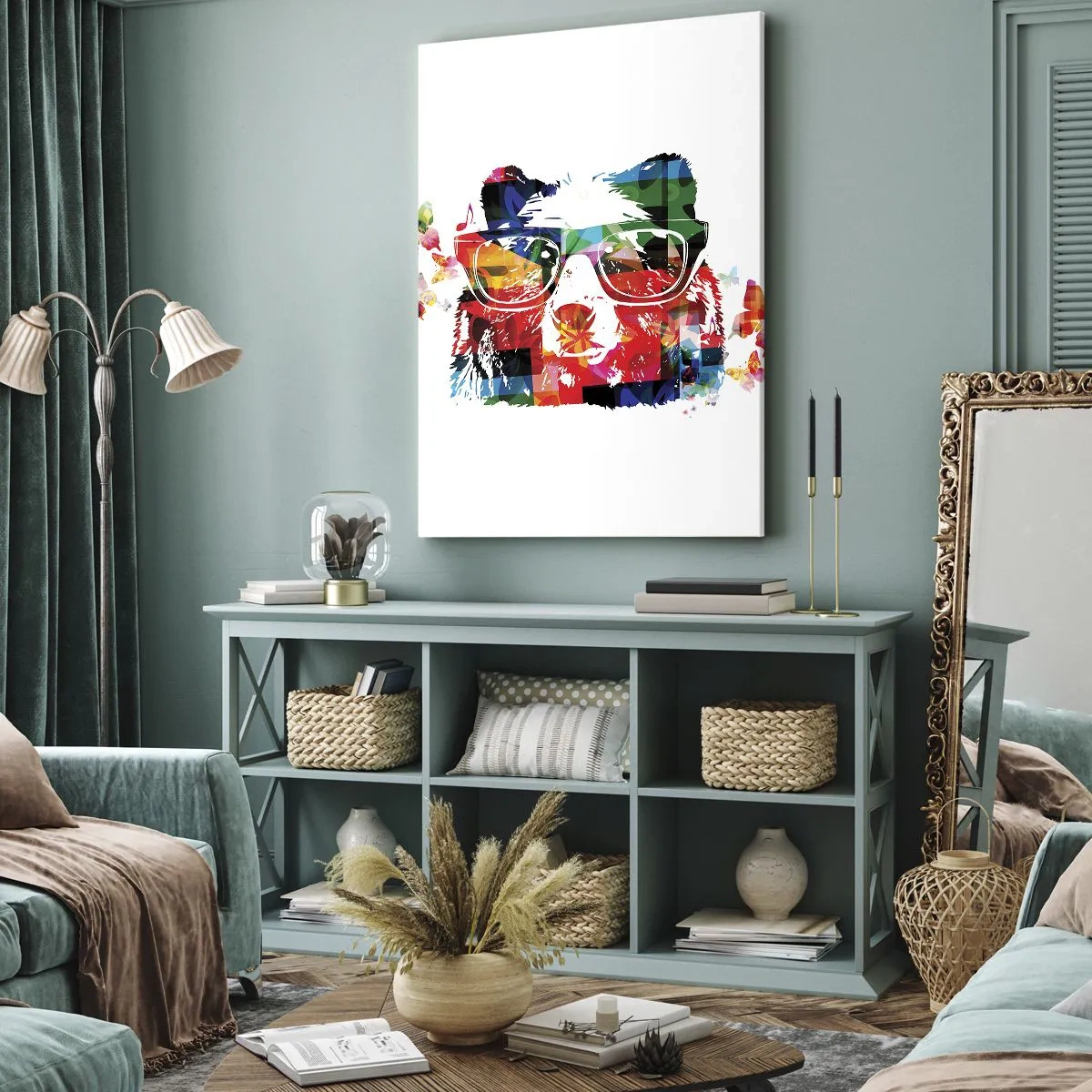 Quadro em tela - Urso da moda - 65x120 cm