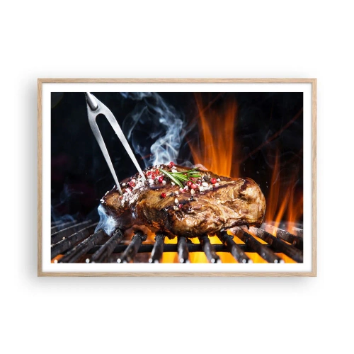 Pôster com moldura de carvalho claro - Suculenta e de bom cheiro - 100x70 cm