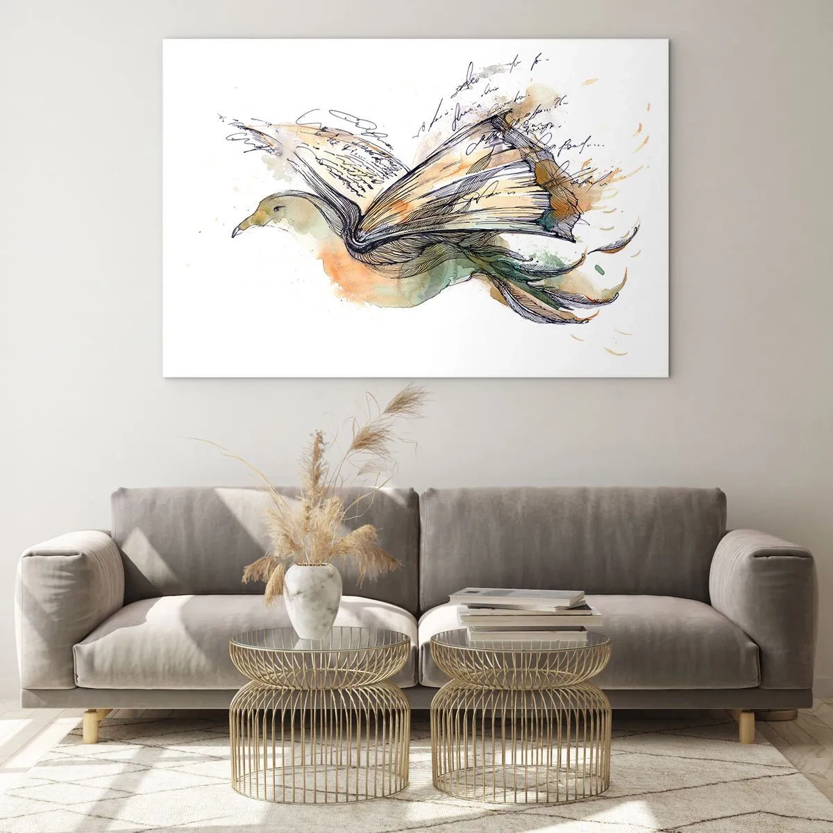 Quadro em vidro - Nas asas da poesia - 120x80 cm
