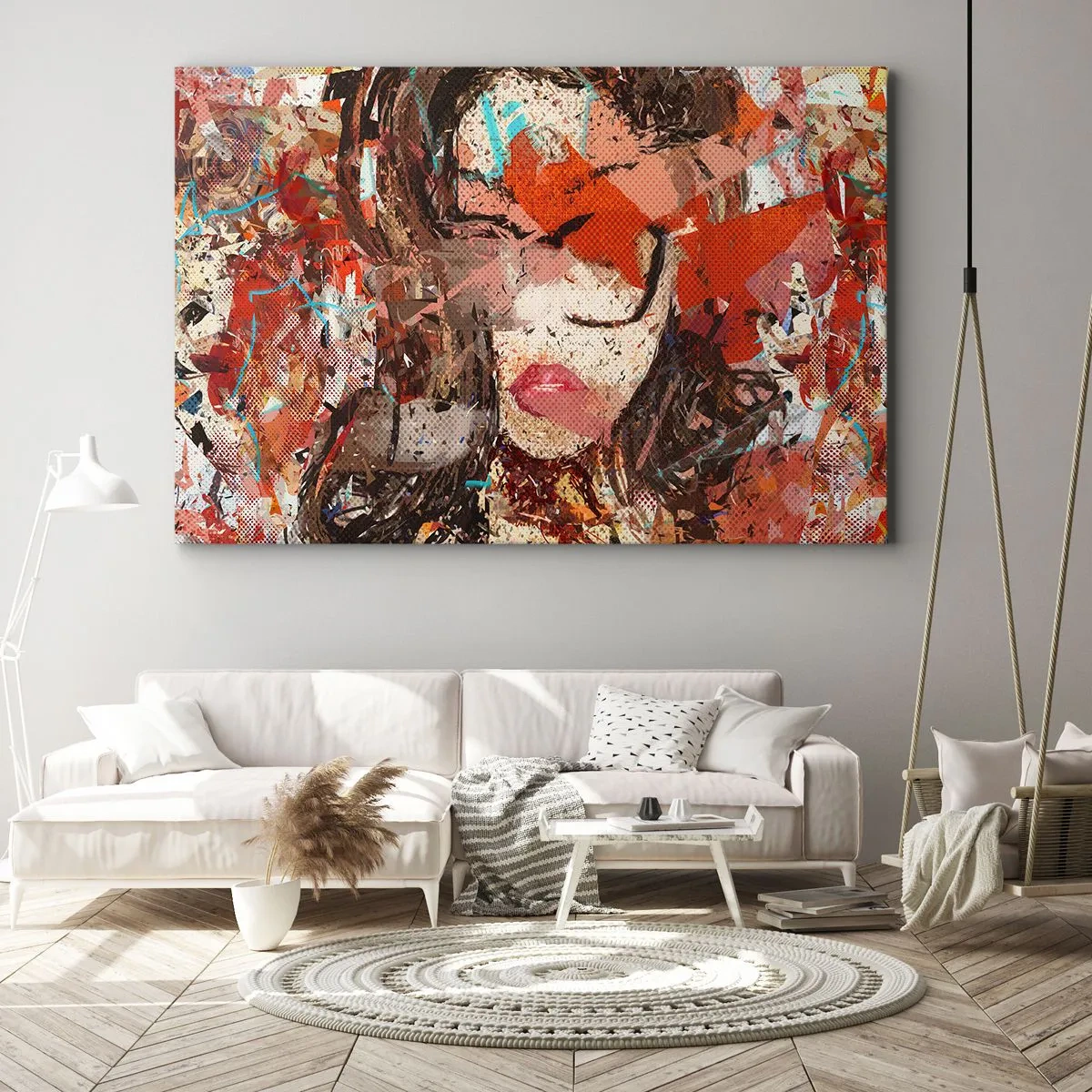 Quadro em tela - Retrato abstrato de uma mulher em cores intensas - 70x50cm - Ninguém realmente me conhece - Decoração de parede moderna para a sala de estar e quarto ARTTOR