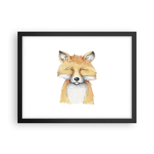 Pôster com moldura preta - Humor de raposa - 40x30 cm
