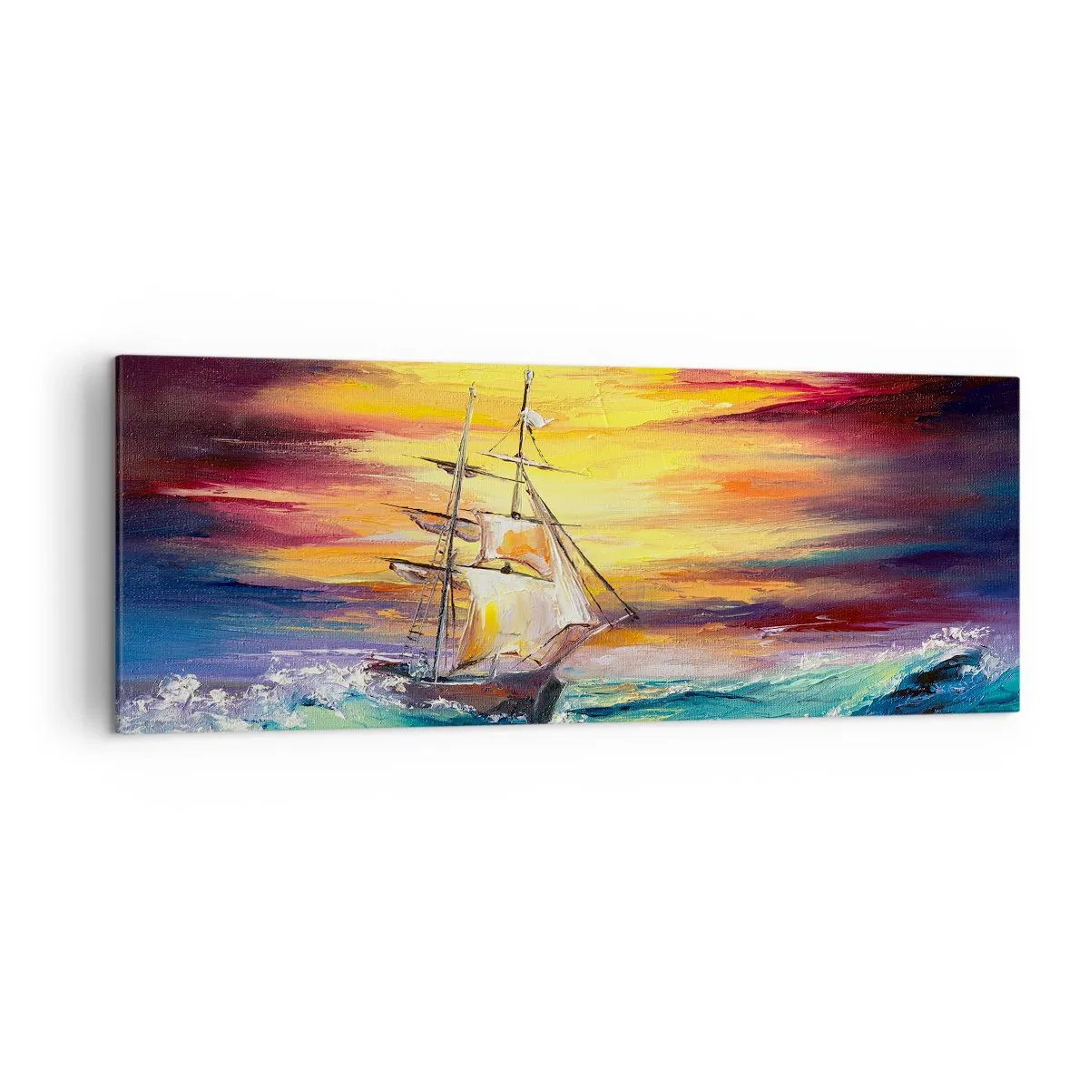 Quadro em tela - Corajosamente contra as ondas - 140x50 cm