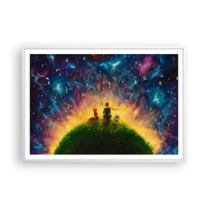 Pôster em moldura branca - Amor e amizade - o mundo inteiro - 100x70 cm