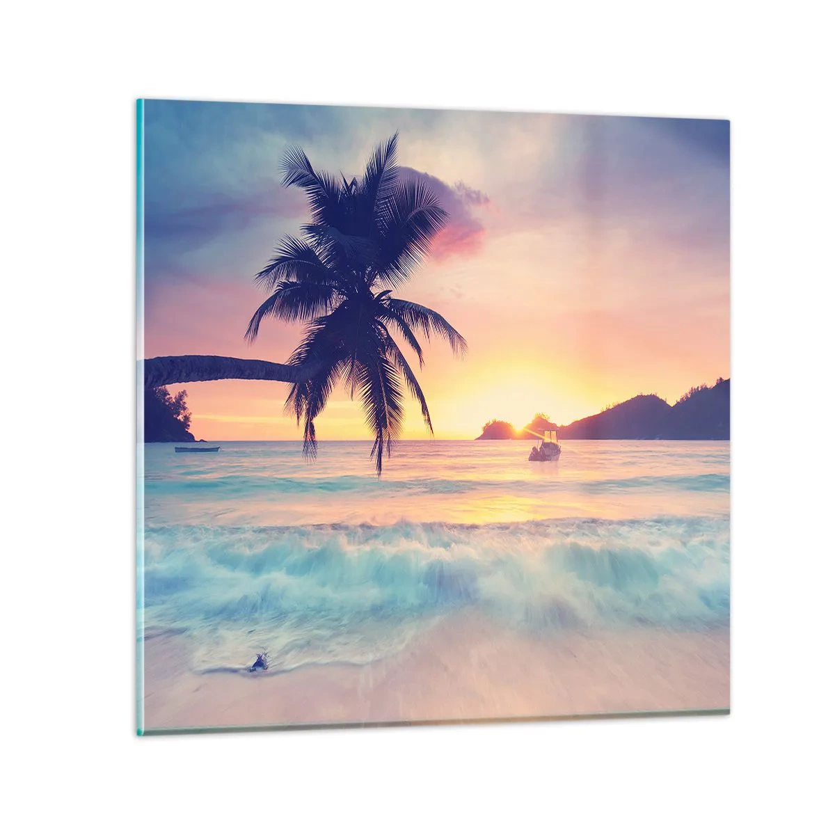 Quadro em vidro - Noite na baía - 50x50 cm