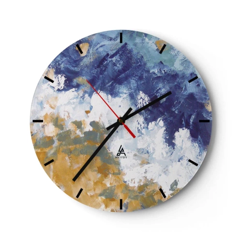 Relógio de parede - Relógio em vidro - Dança dos elementos - 40x40 cm
