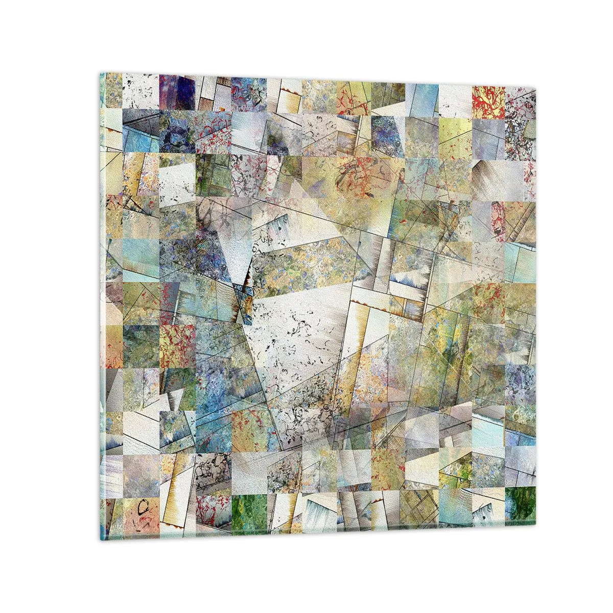 Quadro em vidro - Embaralhamento geométrico - 50x50 cm