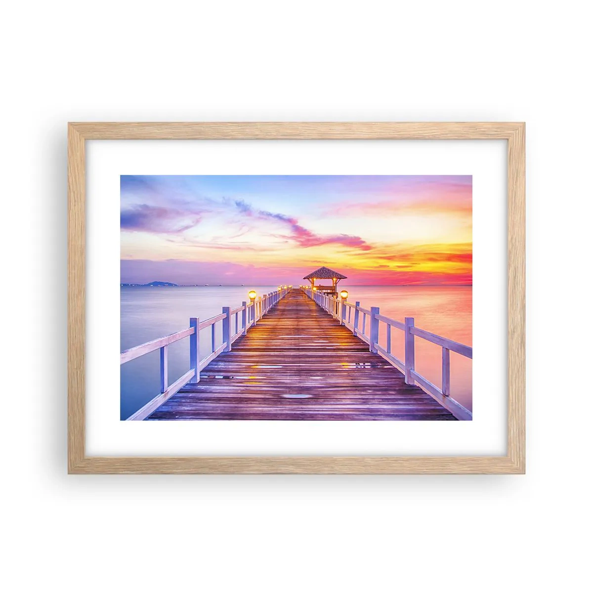 Pôster com moldura de carvalho claro - O silêncio lilás-dourado da noite - 40x30 cm