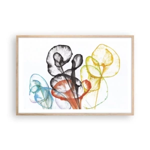Pôster com moldura de carvalho claro - Flores com alma - 91x61 cm