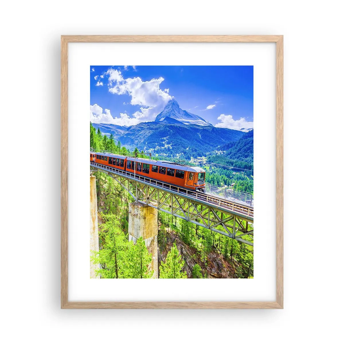 Pôster com moldura de carvalho claro - Hora dos Alpes - 40x50 cm