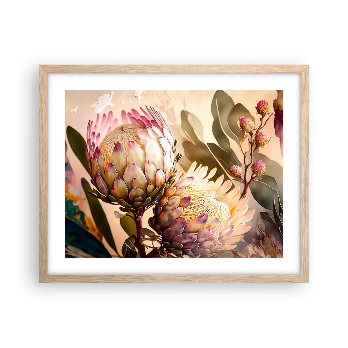 Pôster com moldura de carvalho claro - Abraçado com ternura - 50x40 cm