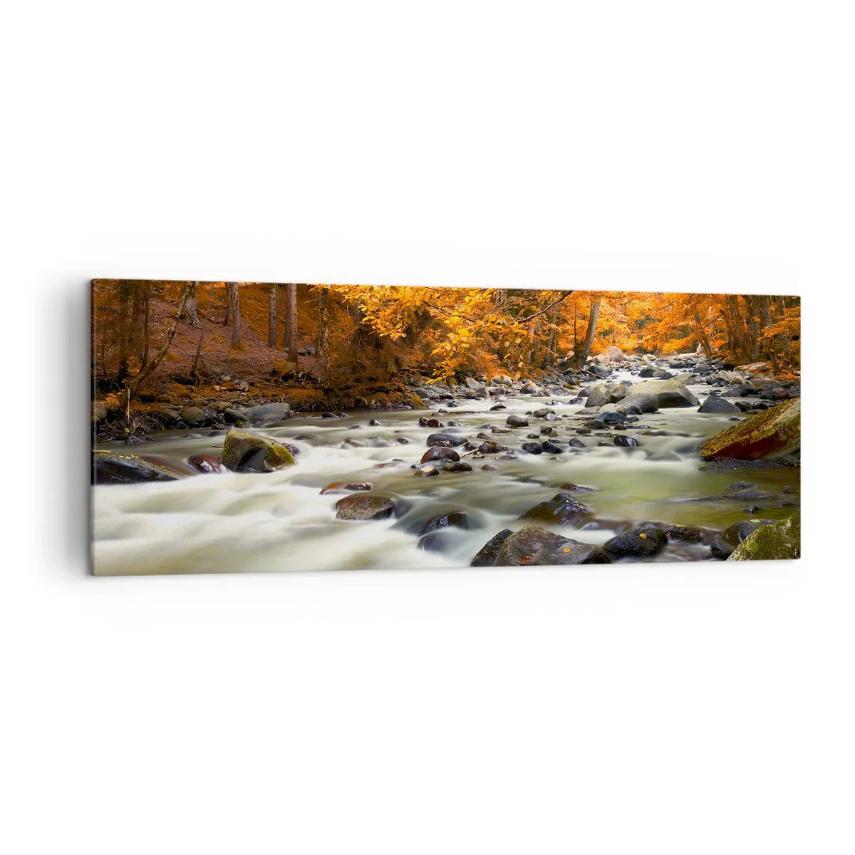 Quadro em tela - Um riacho na floresta dourada - 140x50 cm