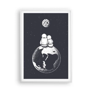 Pôster em moldura branca - Uma história de amor cósmica - 70x100 cm