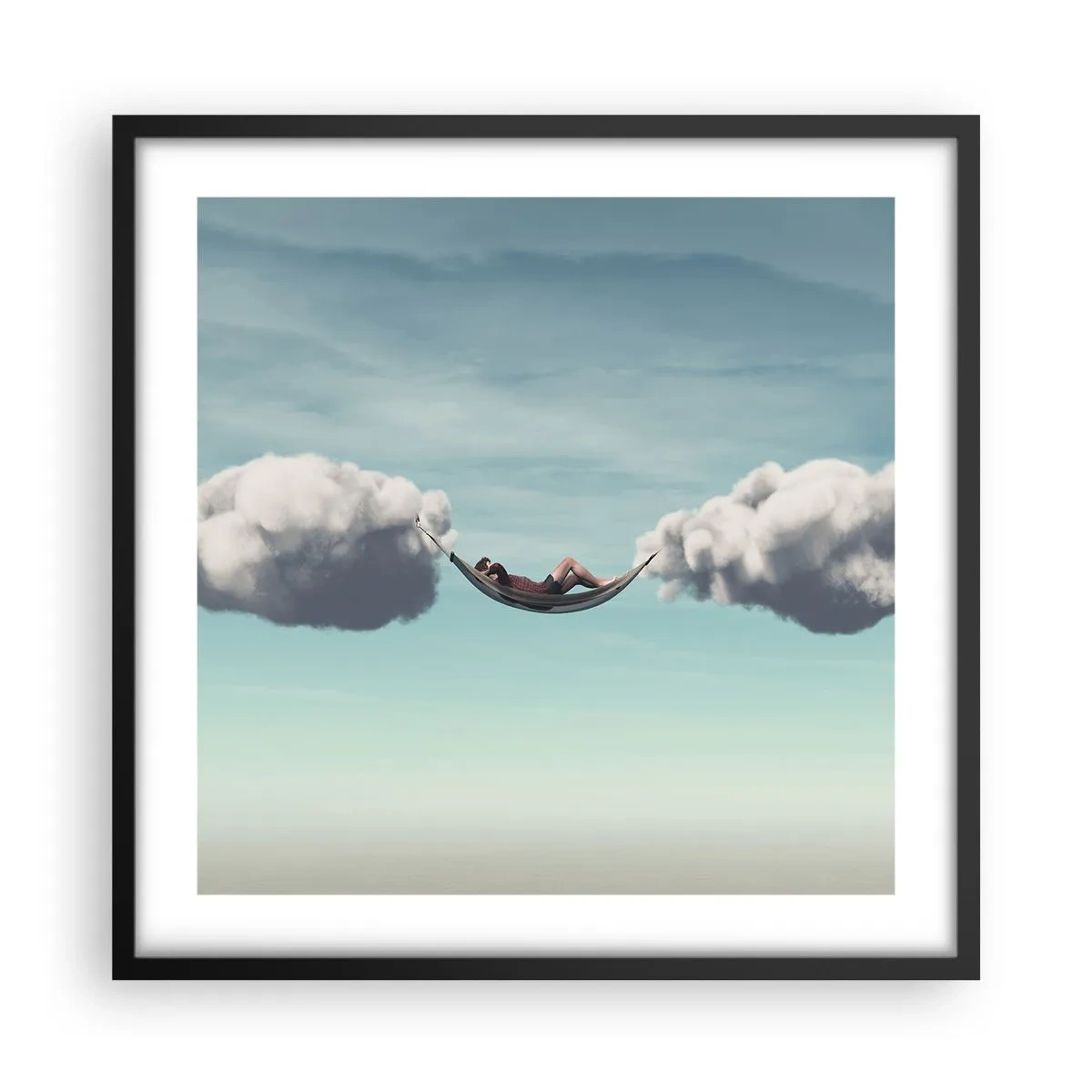 Pôster com moldura preta - A felicidade do momento - 50x50 cm