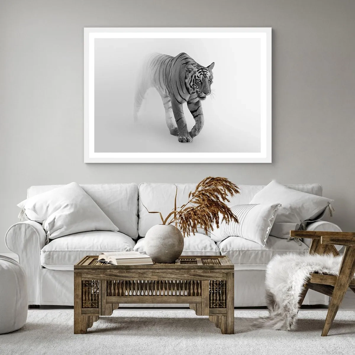 Pôster em moldura branca - À espreita na névoa - 40x40 cm