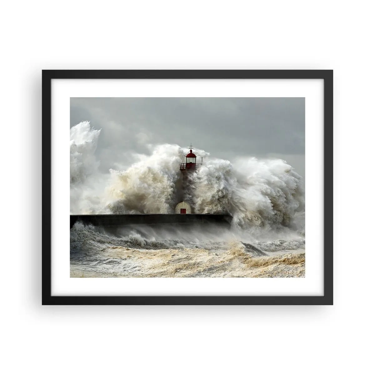 Pôster com moldura preta - A ira do oceano - 50x40 cm