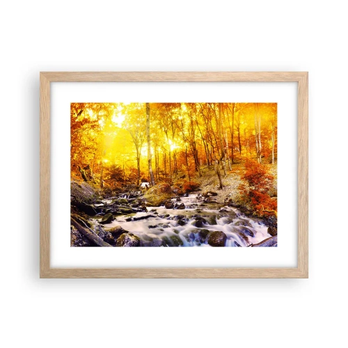 Pôster com moldura de carvalho claro - Pedras emolduradas em ouro e platina - 40x30 cm