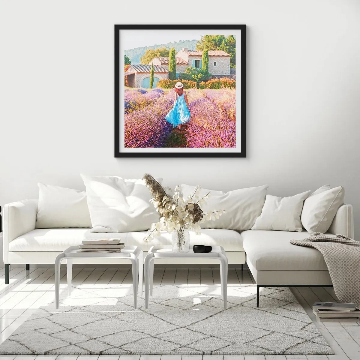 Pôster com moldura preta - Menina Lavanda - 30x30 cm
